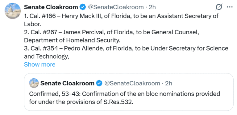 Image courtesy of the Senate Cloakroom