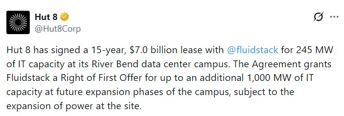 Information provided by Hut 8 as the source