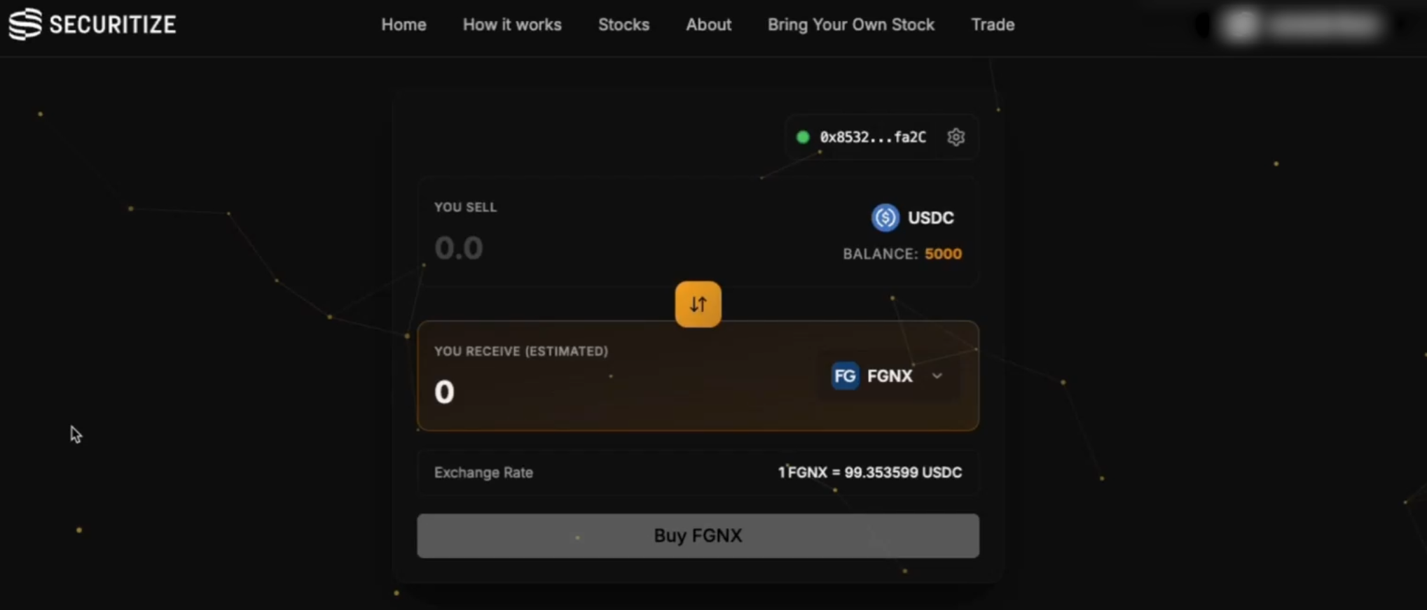 The user interface for trading tokenized stocks by Securitize Source Securitize
