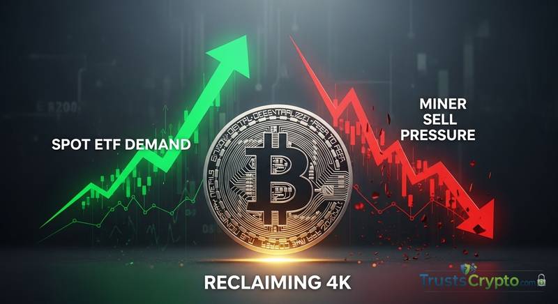 Bitcoin Reclaims $74K as Spot ETF Demand Clashes With Miner Sell Pressure