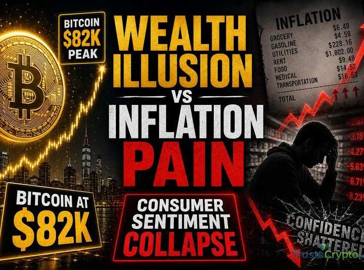 Wealth Illusion vs. Inflation Pain: Bitcoin at $82K and Consumer Sentiment Collapse