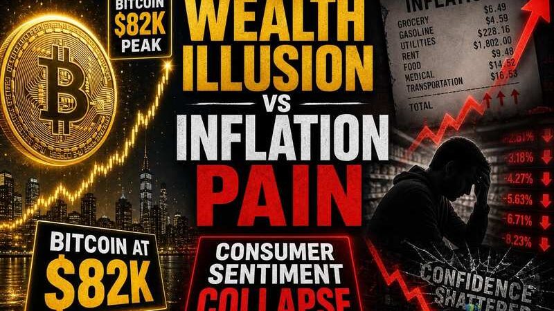 Wealth Illusion vs. Inflation Pain: Bitcoin at $82K and Consumer Sentiment Collapse